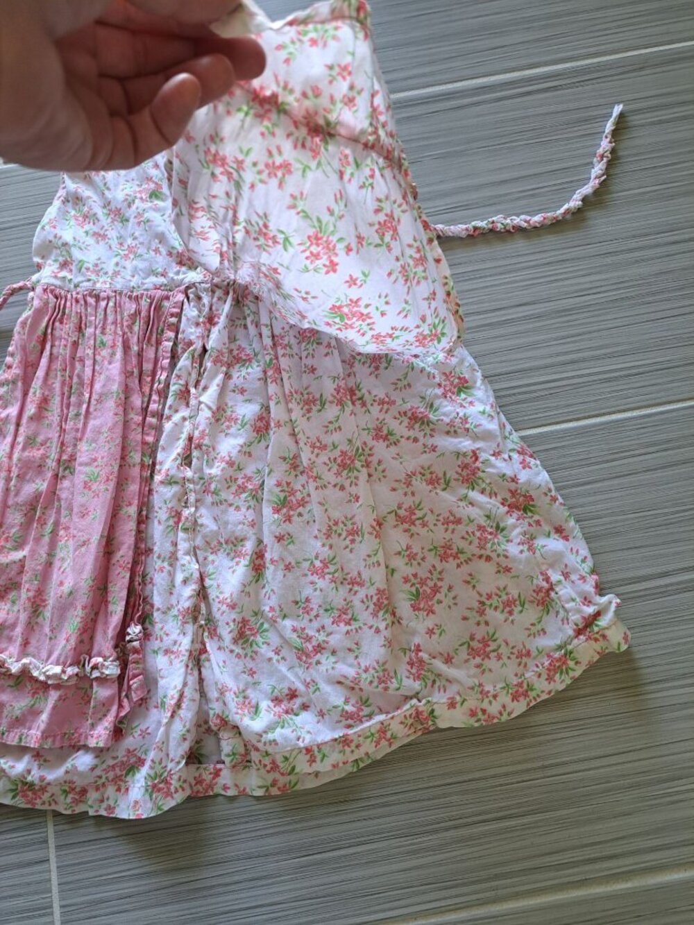 Corneloki Pink Floral Toddler Dress Ruffle Trim Button Size 2 Cotton Cottage - Picture 9 of 11